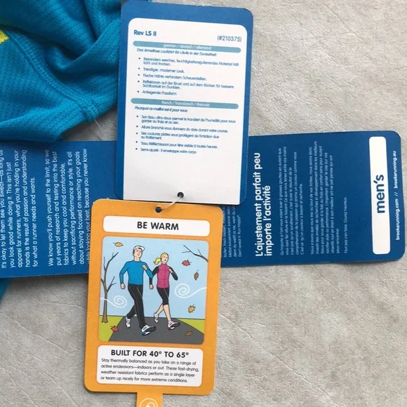 Brooks Men's Rev Long Sleeve II Running Shirt Lightweight Breathable Blue Size S - Picture 10 of 13